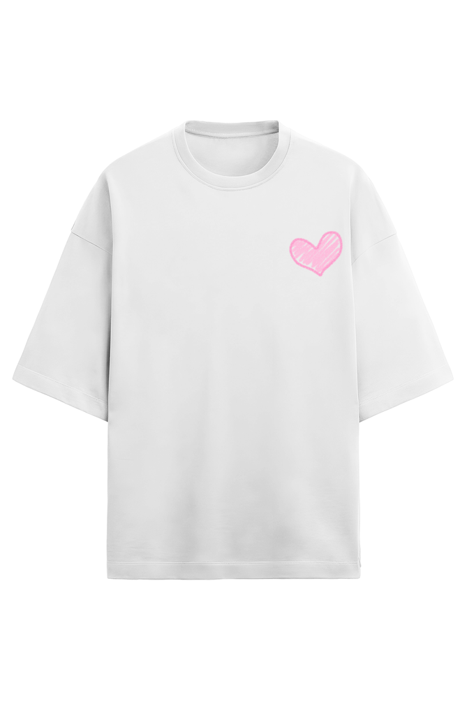 Pink heart 💕 Unisex Terry Oversized T-Shirt