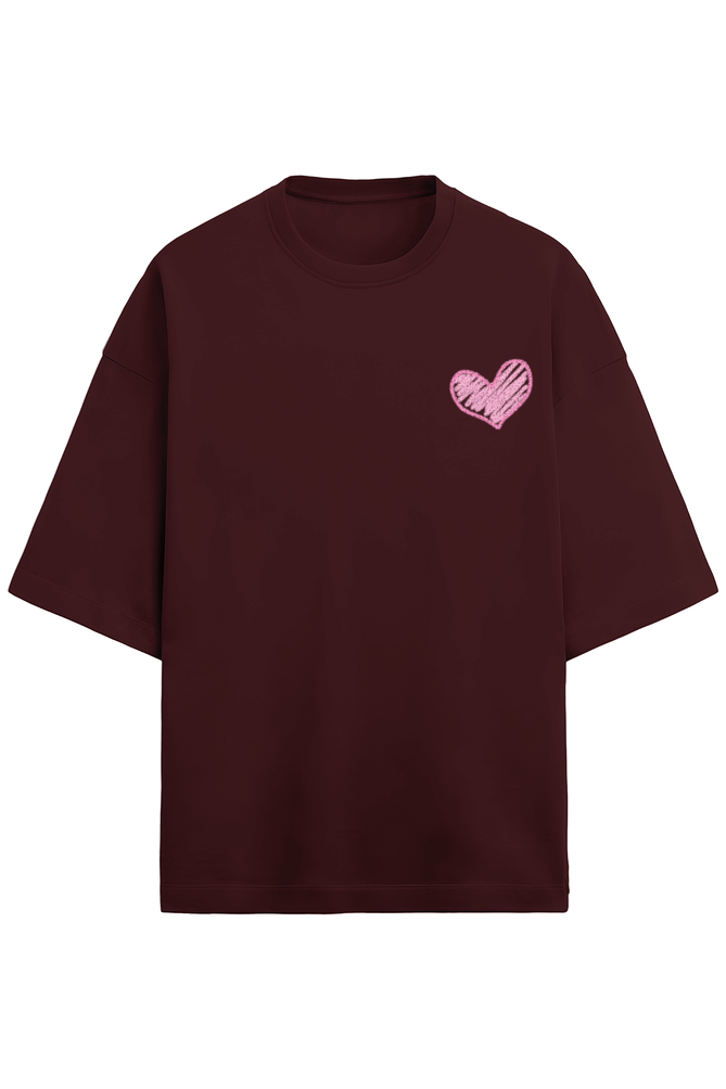 Pink heart 💕 Unisex Terry Oversized T-Shirt