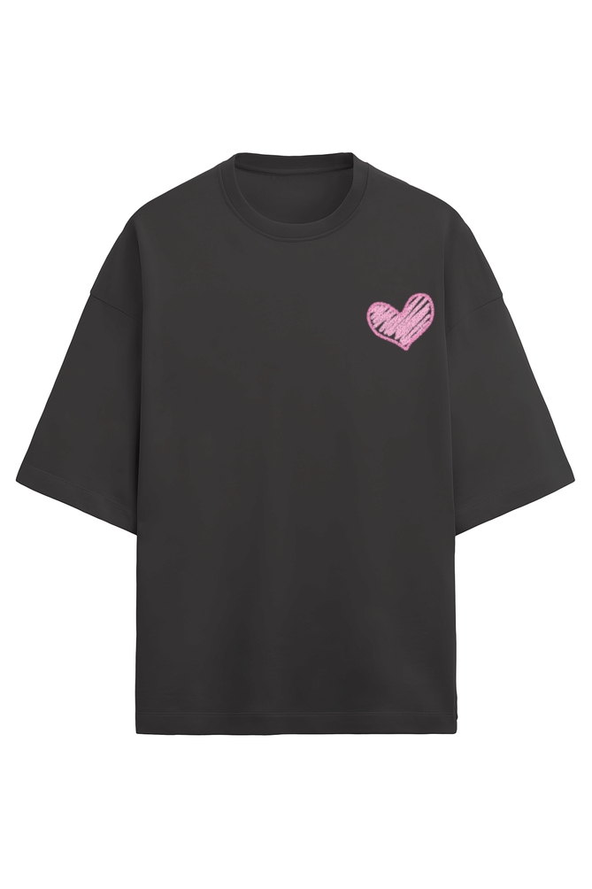 Pink heart 💕 Unisex Terry Oversized T-Shirt