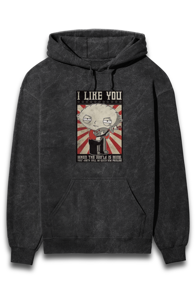 STEWIE GRIFFIN unisex acid wash Hooded Sweatshirt