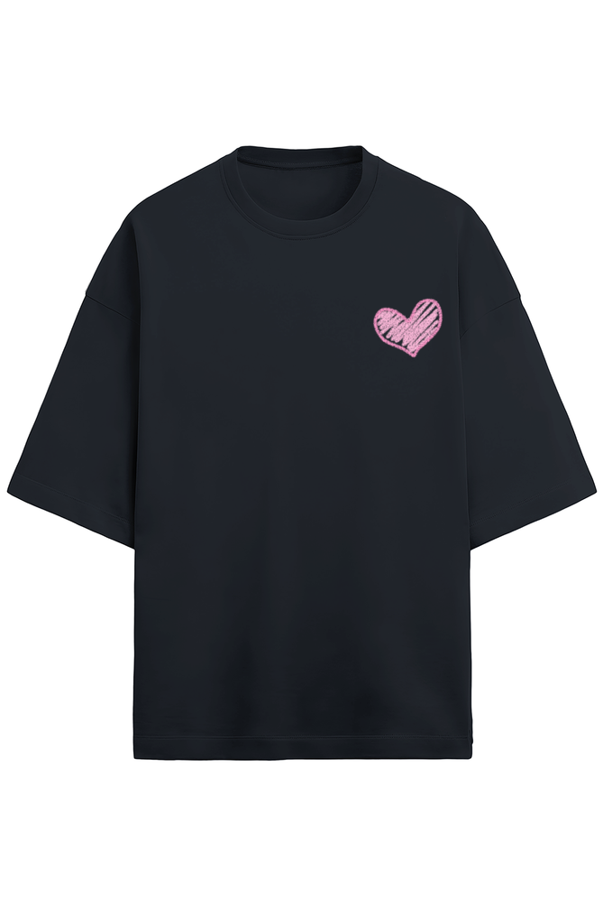 Pink heart 💕 Unisex Terry Oversized T-Shirt