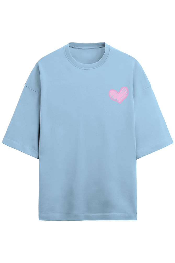 Pink heart 💕 Unisex Terry Oversized T-Shirt