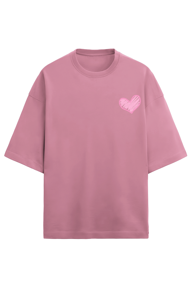 Pink heart 💕 Unisex Terry Oversized T-Shirt