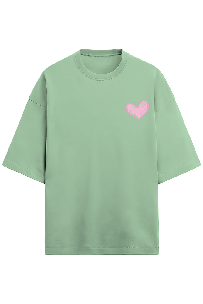 Pink heart 💕 Unisex Terry Oversized T-Shirt