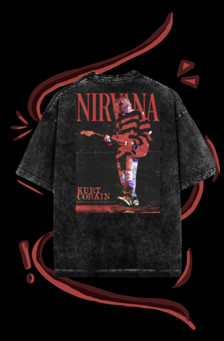 NIRVANA Unisex Acid Wash Oversized Classic T-shirt